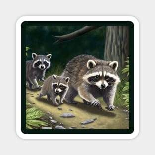 Racoon family Magnet