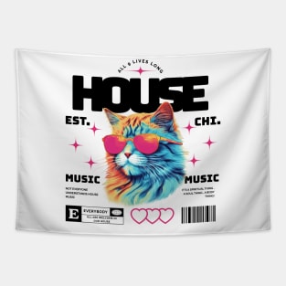 HOUSE MUSIC  - Cool Cat In Shades (black/Pink) Tapestry