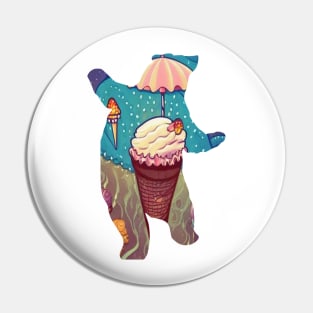 ice cream bear art gift Pin