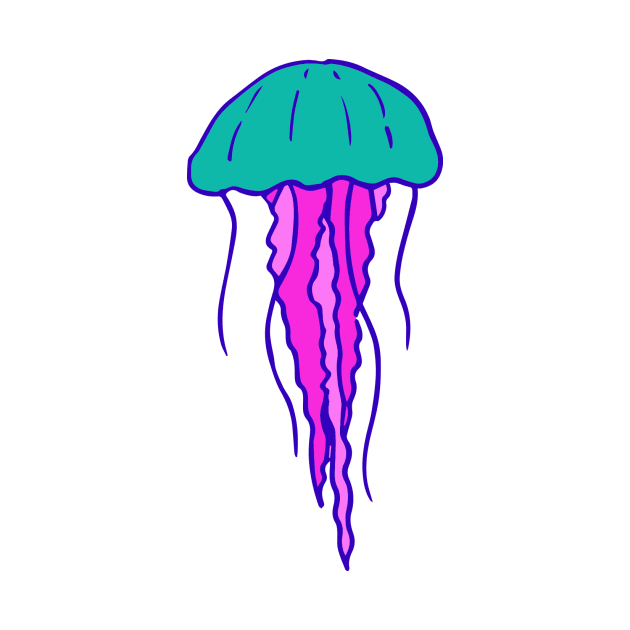 Blue and Pink Jellyfish by lilacfeathers