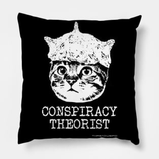 Funny Tin Foil Hat Conspiracy Cat Design Pillow