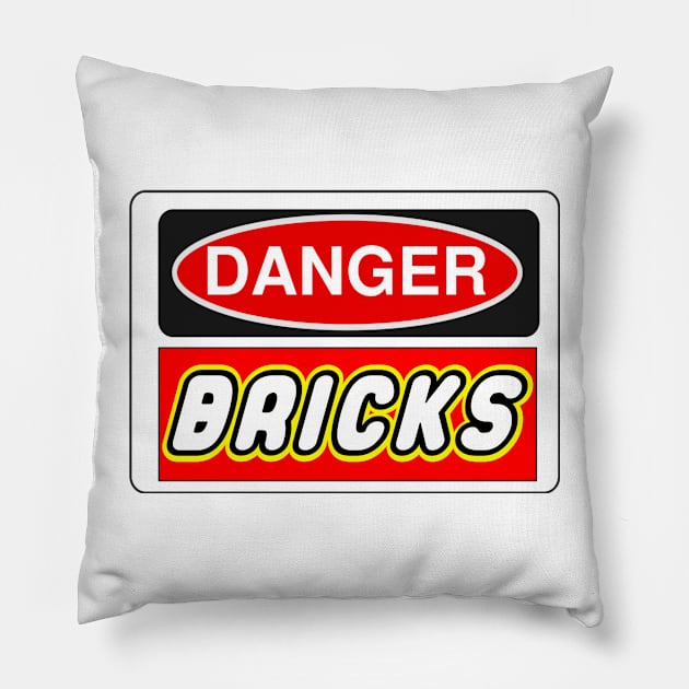 Danger Bricks Sign Pillow by ChilleeW