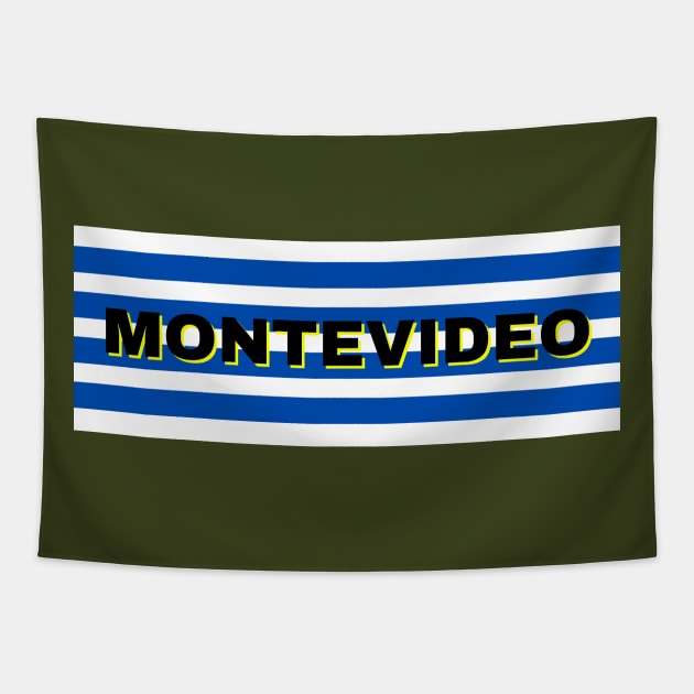 Montevideo City in Uruguay Flag Stripes Tapestry by aybe7elf