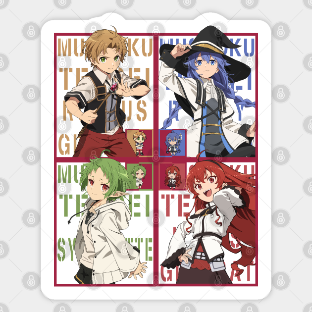 Roxy Mushoku Tensei Eris And Rudeus Mushoku Tensei Rudeus Roxy Sylphiette Eris Mushoku Tensei Sticker Teepublic Uk teepublic