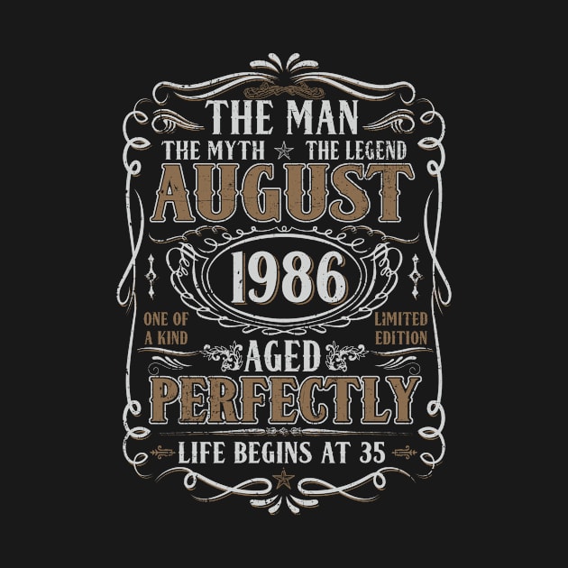 August 1986 Man Myth Legend Shirt 35th Birthday 35 Years Old by denvau123