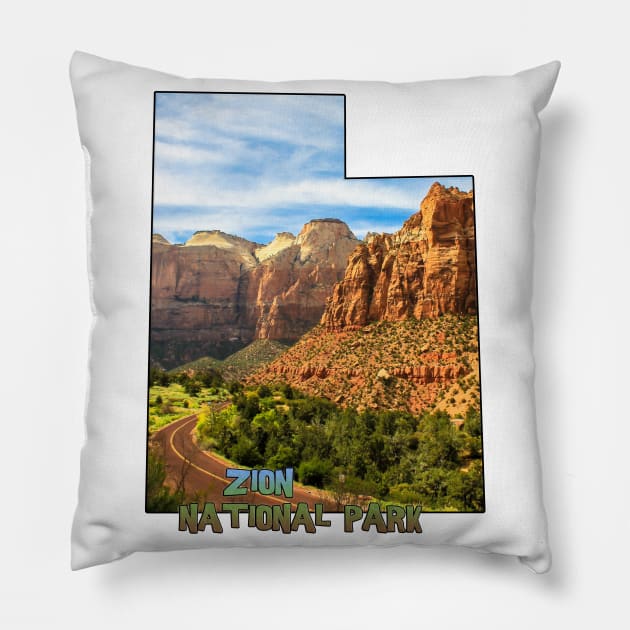 Utah State Outline (Zion National Park) Pillow by gorff