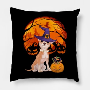 Chihuahua pumpkin witch Pillow