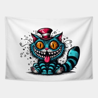 Cheshire cat in pink hat Tapestry