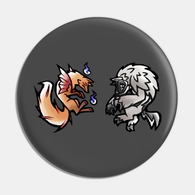 Kitsune and Wolfskin Pin by PrinceofSpirits