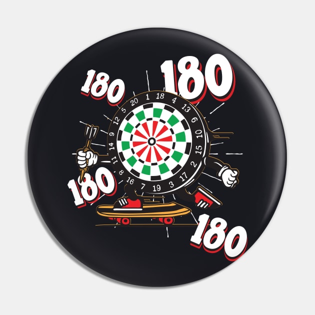 Darts Dartboard 180 Cartoon Pin by Foxxy Merch