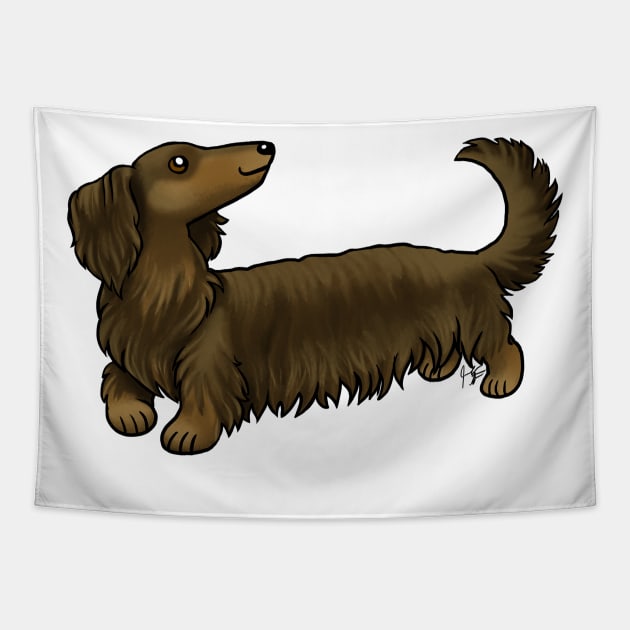 Dog - Long Haired Dachshund - Brown and Tan Tapestry by Jen's Dogs Custom Gifts and Designs