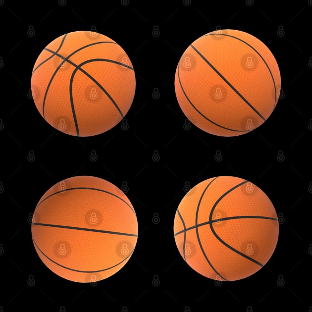 Basketball Lovers Basketballs Pattern for Fans and Players (Black Background) by Art By LM Designs 