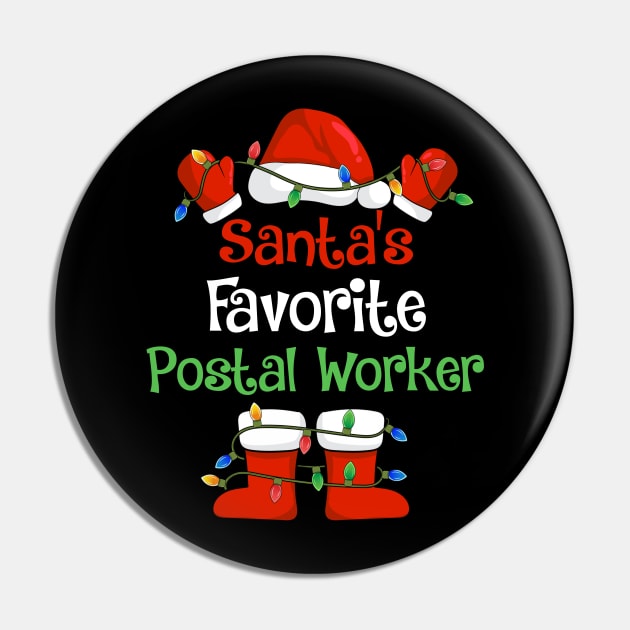 Santa's Favorite Postal Worker Funny Christmas Pajamas Pin by cloverbozic2259lda