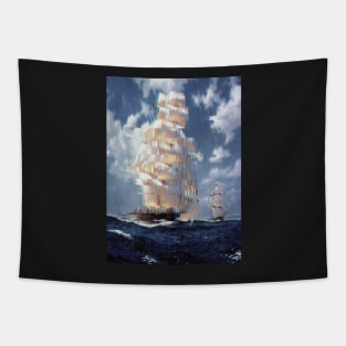 Glitch Art sailing ships on the high seas Tapestry