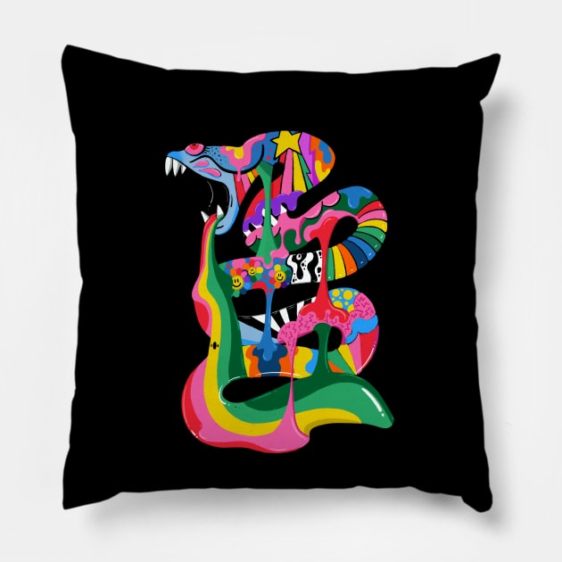 Colourful Snake Pillow by ms_wearer