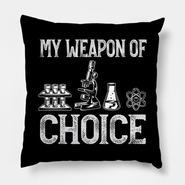 Retro My Weapon Of Choice Laboratory Pillow by TeeTeeUp