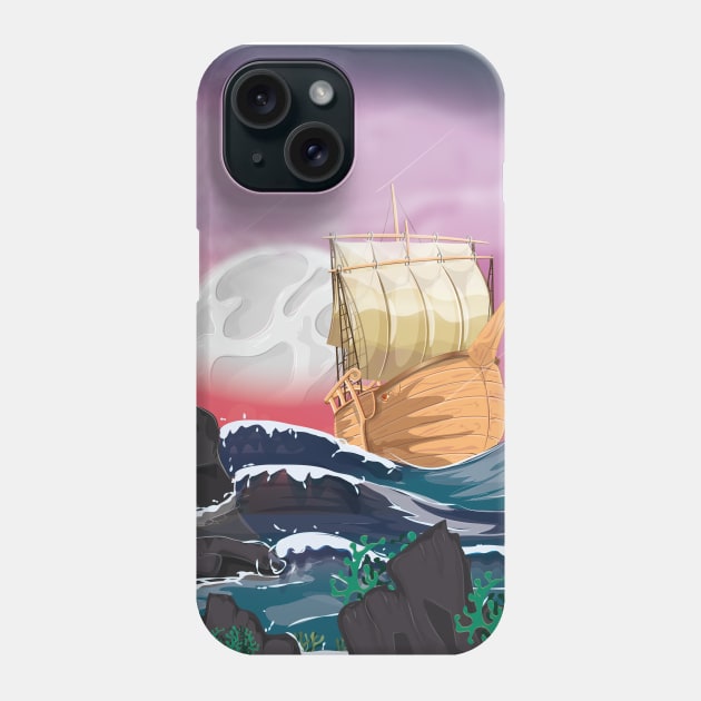 Ship in a storm Phone Case by nickemporium1