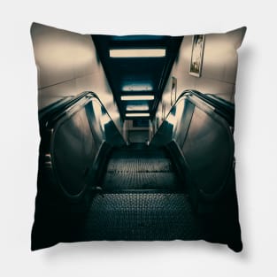 Dark Liminal Subway Escalator Photograph Pillow
