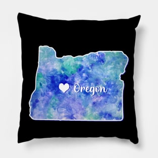 Oregon state map USA heart watercolor blue watercolour Pillow