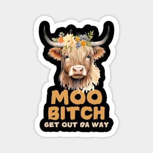 Moo Bitch Floral Cow Magnet