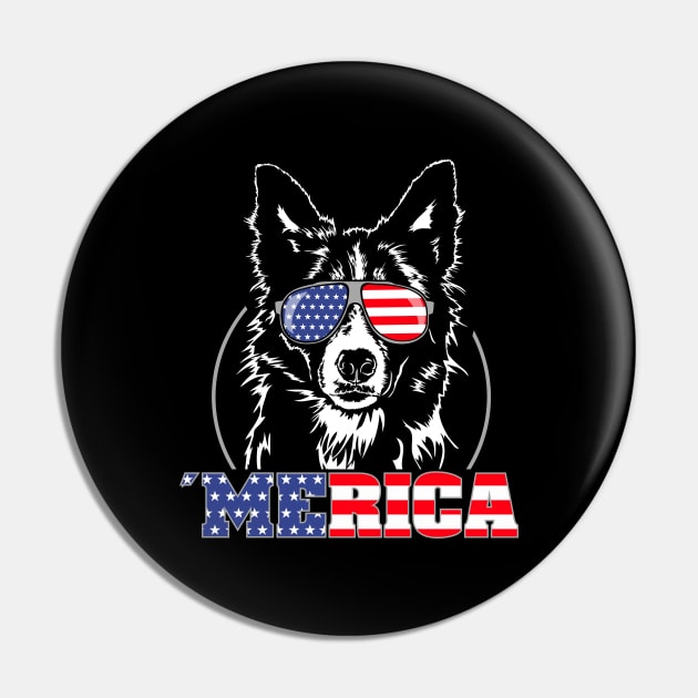 Proud Border Collie American Flag Merica dog Pin by wilsigns