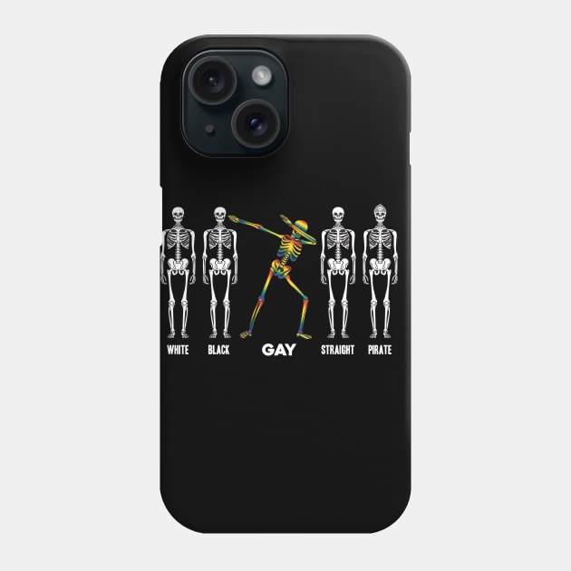 Skeleton Dabbing LGBT Rainbow Novelty Gift Phone Case by Tenh