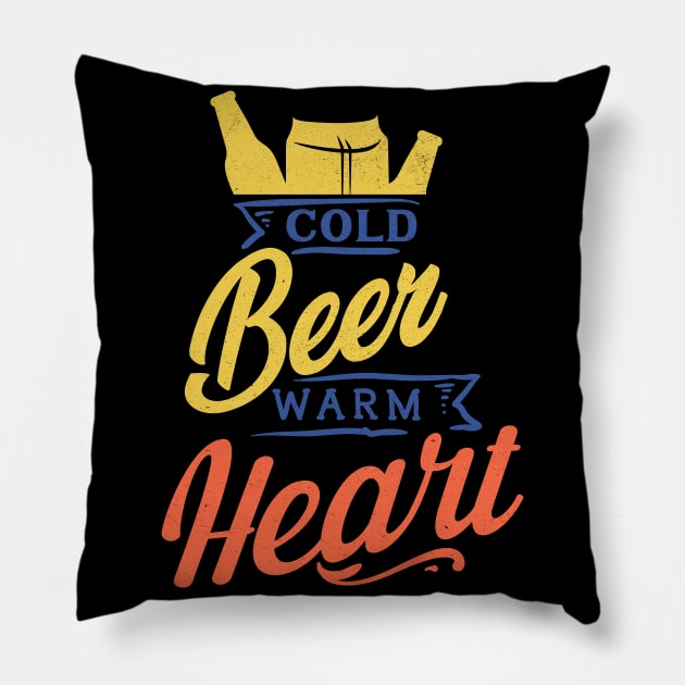 Cold Beer Warm Heart Pillow by MZeeDesigns