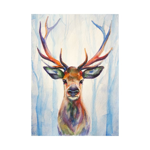 Watercolor deer by MariDein