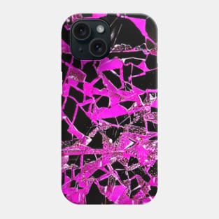 Cracked glass pattern, with pattern, black, pink, cracks Phone Case