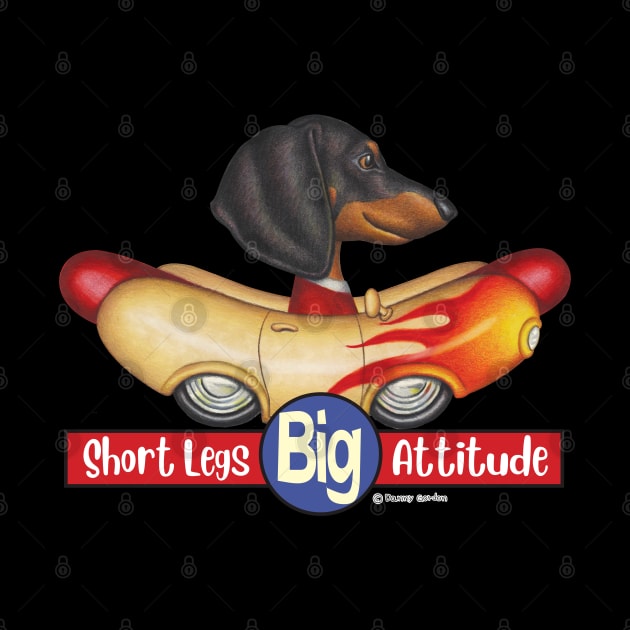 Black Dachshund in Flaming Wiener Car by Danny Gordon Art