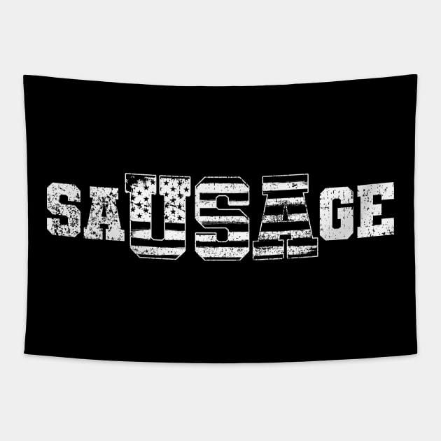 Sausage USA American Flag Tapestry by KAWAIITEE