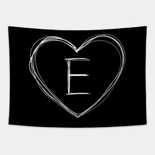 Letter E with heart frame in lineart style Tapestry