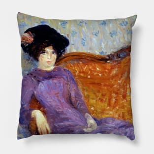 High Resolution William Glackens Painting The Purple Dress 1910 Pillow