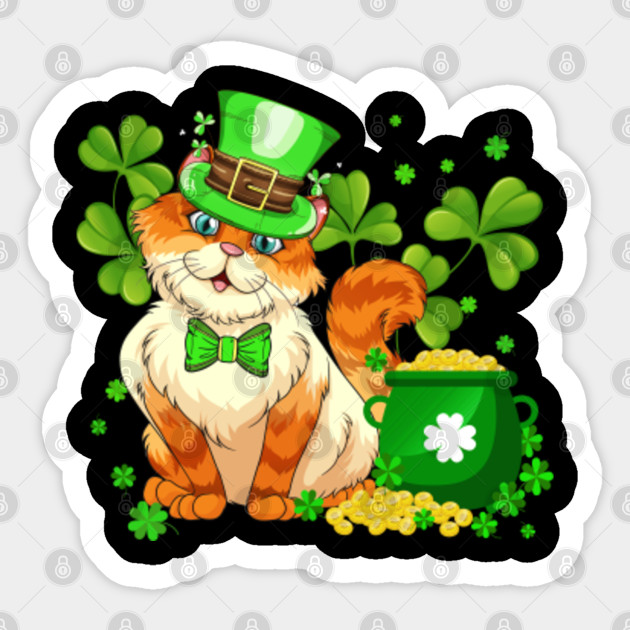 Cute Cat Tee For Patricks Day Leprechaun Shamrock Funny Gift For