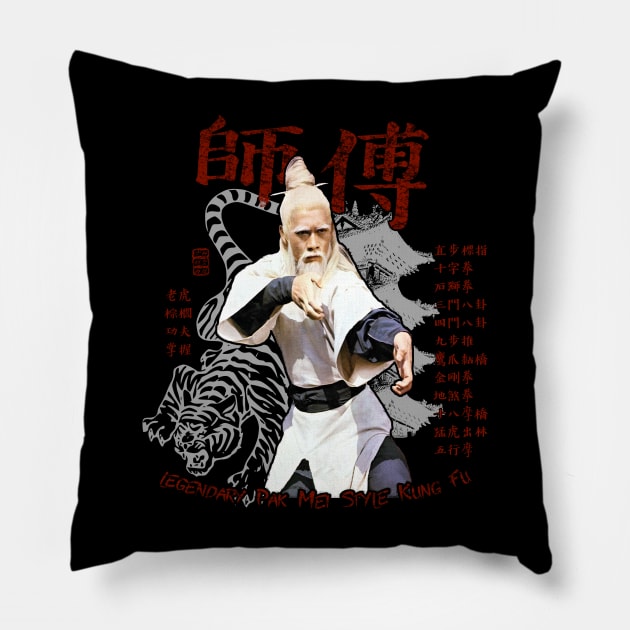 Sifu Pai Mei Kung Fu Martial Arts Vintage Tee V2.0 Pillow by 8 Fists of Tees