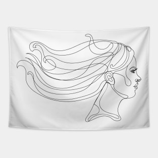 Girl portrait in profile lineart Tapestry