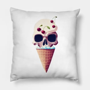 Cool Ice Cream Skull T-Shirt Pillow