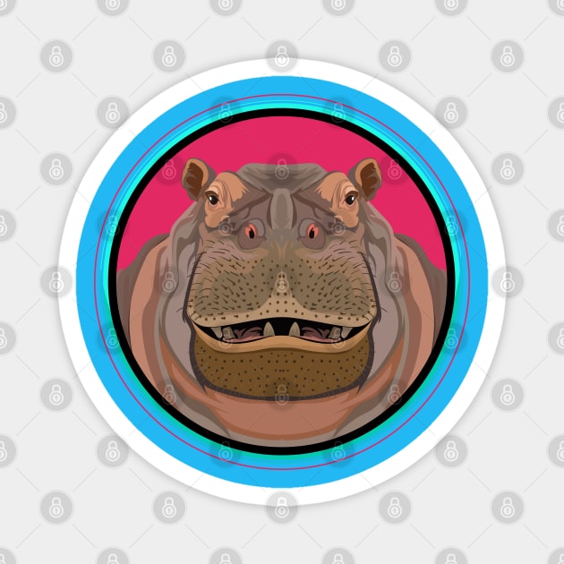 Hippo Circle Magnet by Peppermint Narwhal