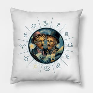 ZODIAC Gemini - Astrological GEMINI - GEMINI - ZODIAC sign - Van Gogh style - 15 Pillow
