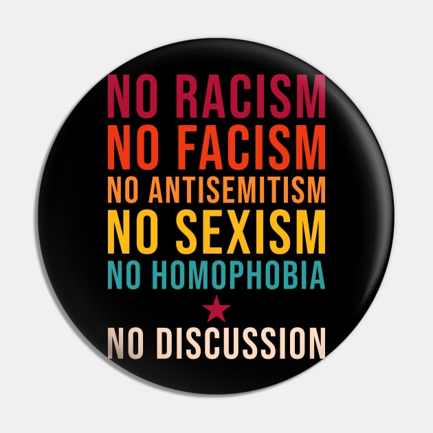 No Racism Facism Antisemitism Sexism Homophobia No Discussion Pin by MMROB