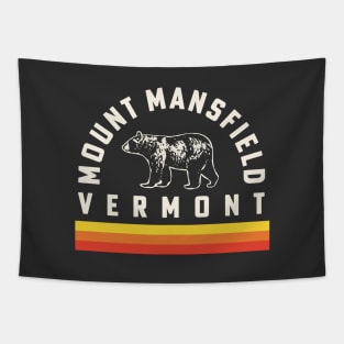 Mount Mansfield Vermont Souvenir Bear Retro Vintage Stripes Tapestry