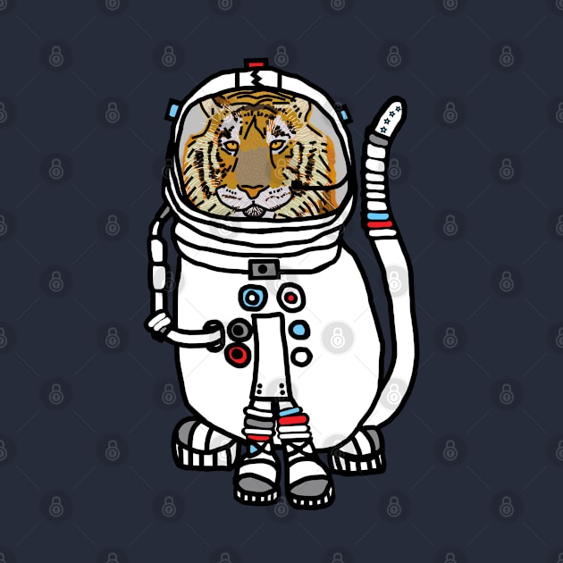 Sci Fi Tiger Astronaut Funny Animals in Space by ellenhenryart