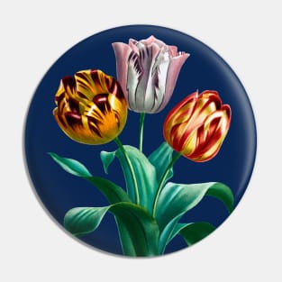 Colorful Vintage Watercolor Tulip Flowers Bouquet Pin