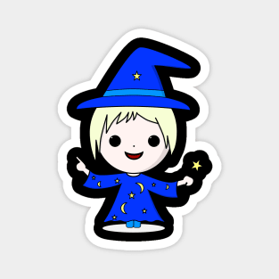 Cute Kawaii wizard with a magic wand Magnet