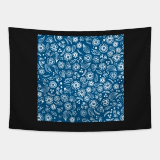 Floral Sketch Blue Tapestry