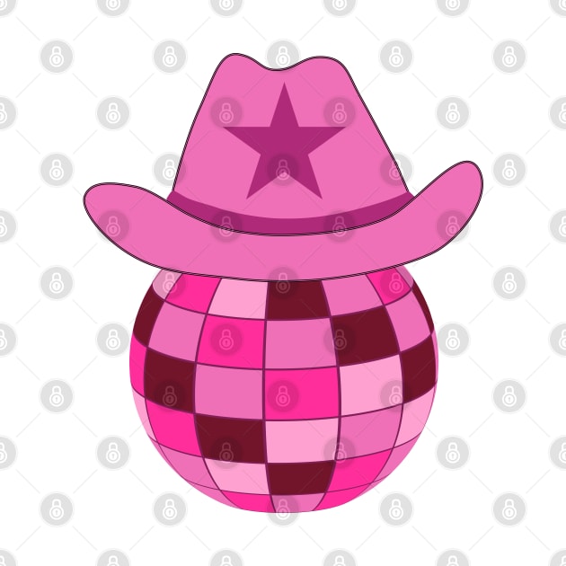 Pink Cowgirl Hat On Disco Ball by yasminepatterns