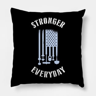 Stronger Everyday Gym Workout American Bodybuilder Strong Tough Heavy Weightlifting Pillow