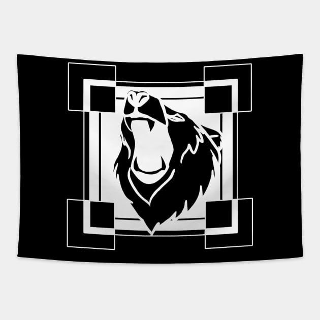 Roaring Bear - Original Logo Banner Sigil - Light Design for Dark Shirts Tapestry by Indi Martin