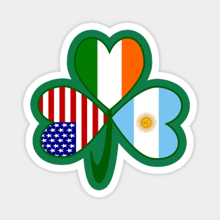 Argentina Ireland USA Shamrock Flags Magnet