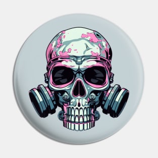 Comic art gas masked skull Pin